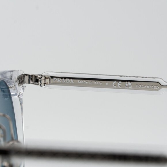 Prada Men Sunglasses Crystal Green Polarized Oval PR17YS 2AZ04D BRAND NEW - Picture 8 of 13